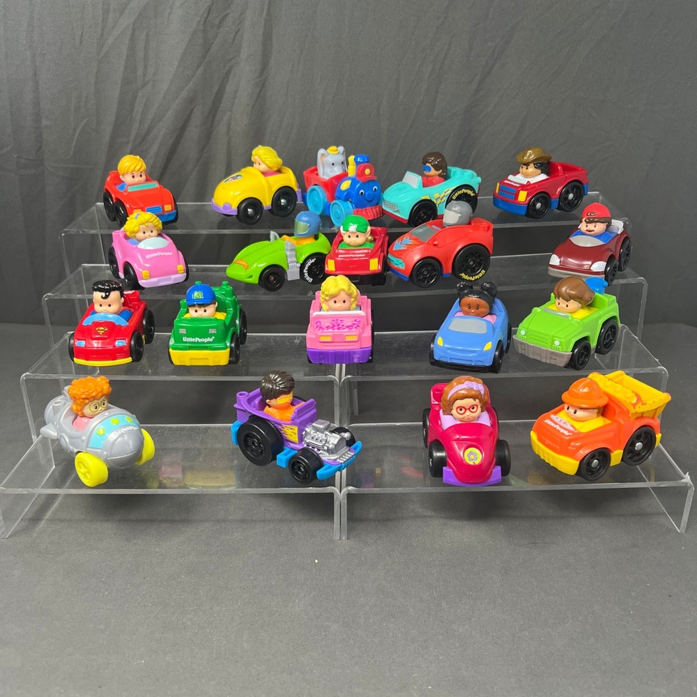 Fisher Price Little People Wheelies Lot 19 Race Cars Vehicles Trucks Superman